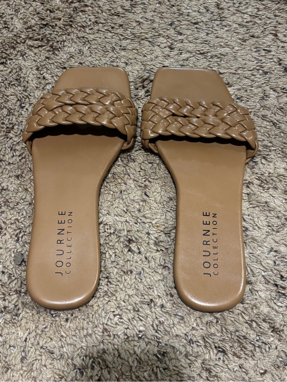 Journee Collection Braided Slide Sandals in Tan